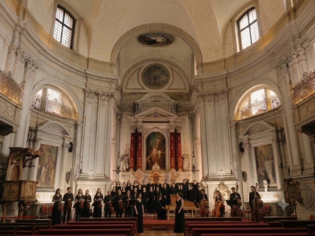 Chiesa della Pietàで演奏する合唱団と室内楽団